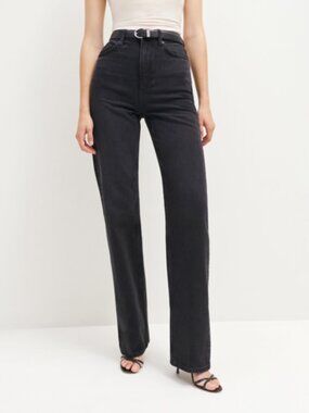 REFORMATION Wilder Wide Leg Jeans Stretch High Rise in Vana Black size 27